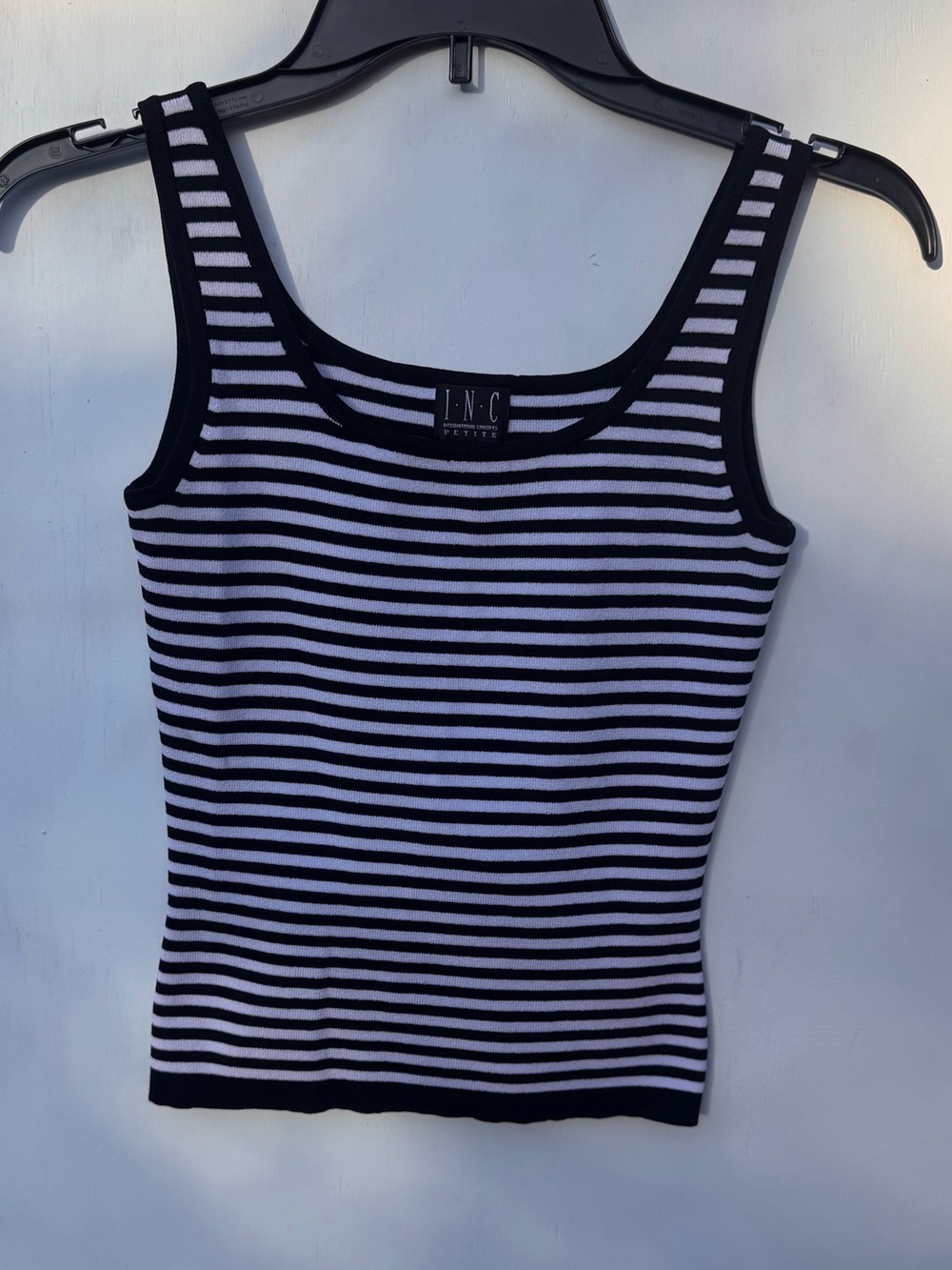 INC black and white striped tank top
